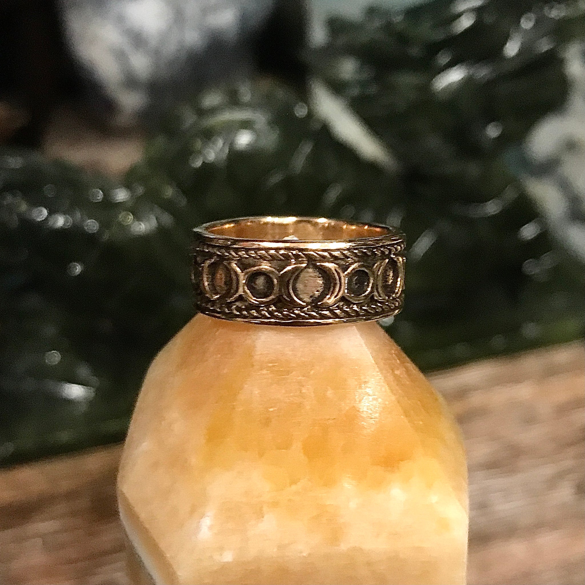 Moon Phase Bronze Band Ring