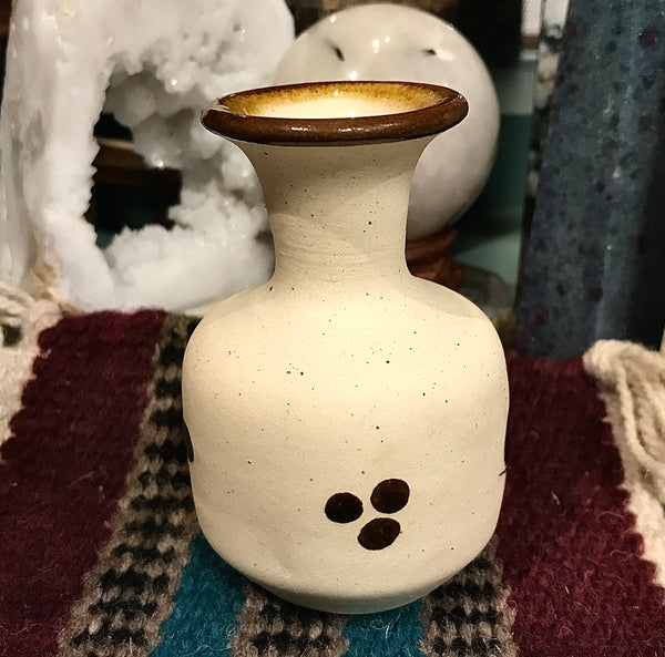 Blue Flower Mexican Interior Glazed Bud Vase