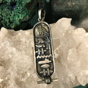 Cartouche Pewter Pendant Necklace