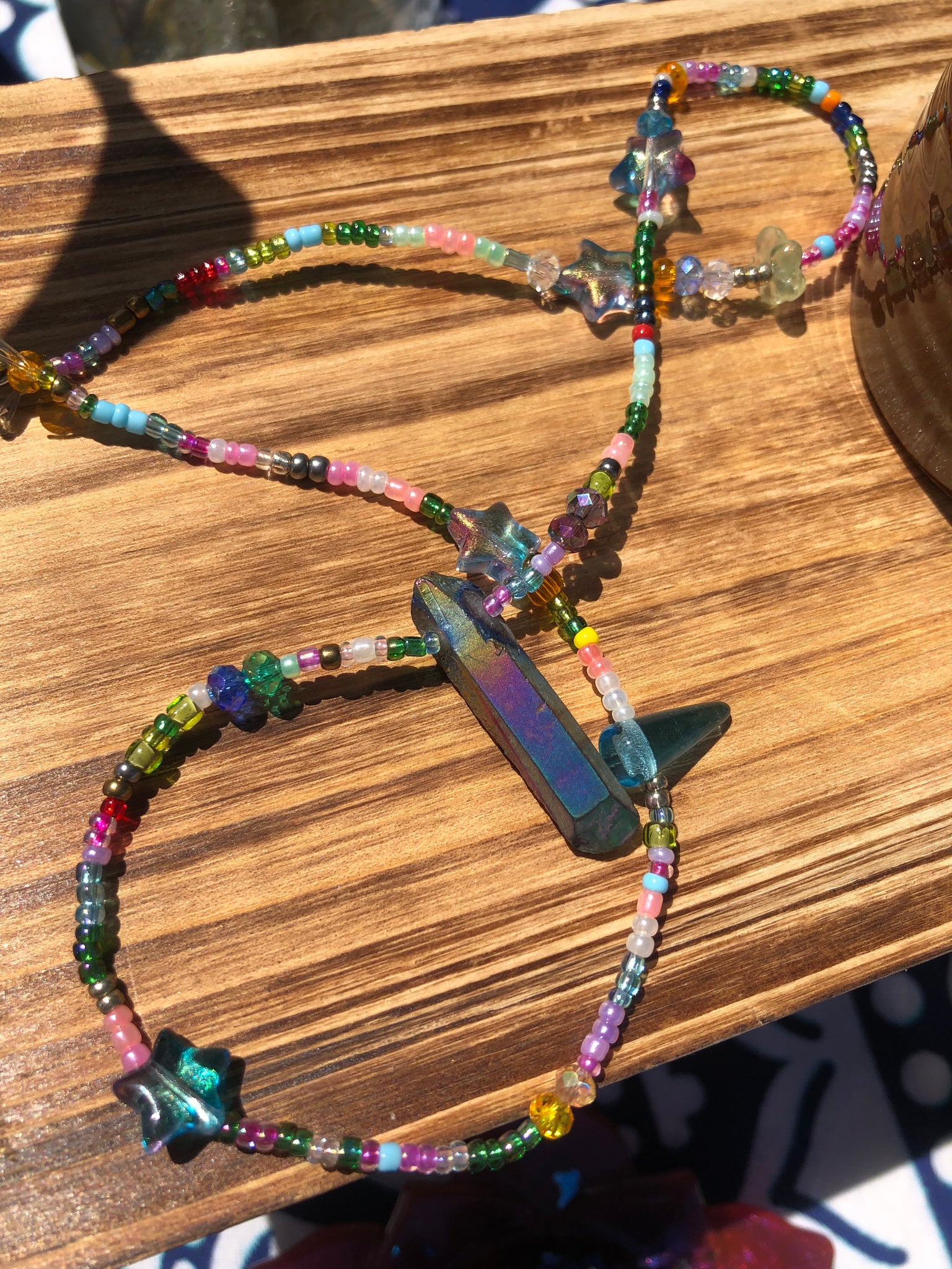 Beaded Rainbow Crystal Necklace