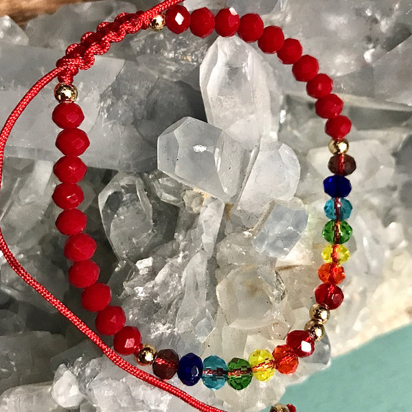 Chakra Faceted Bead Macrame Closure Bracelet