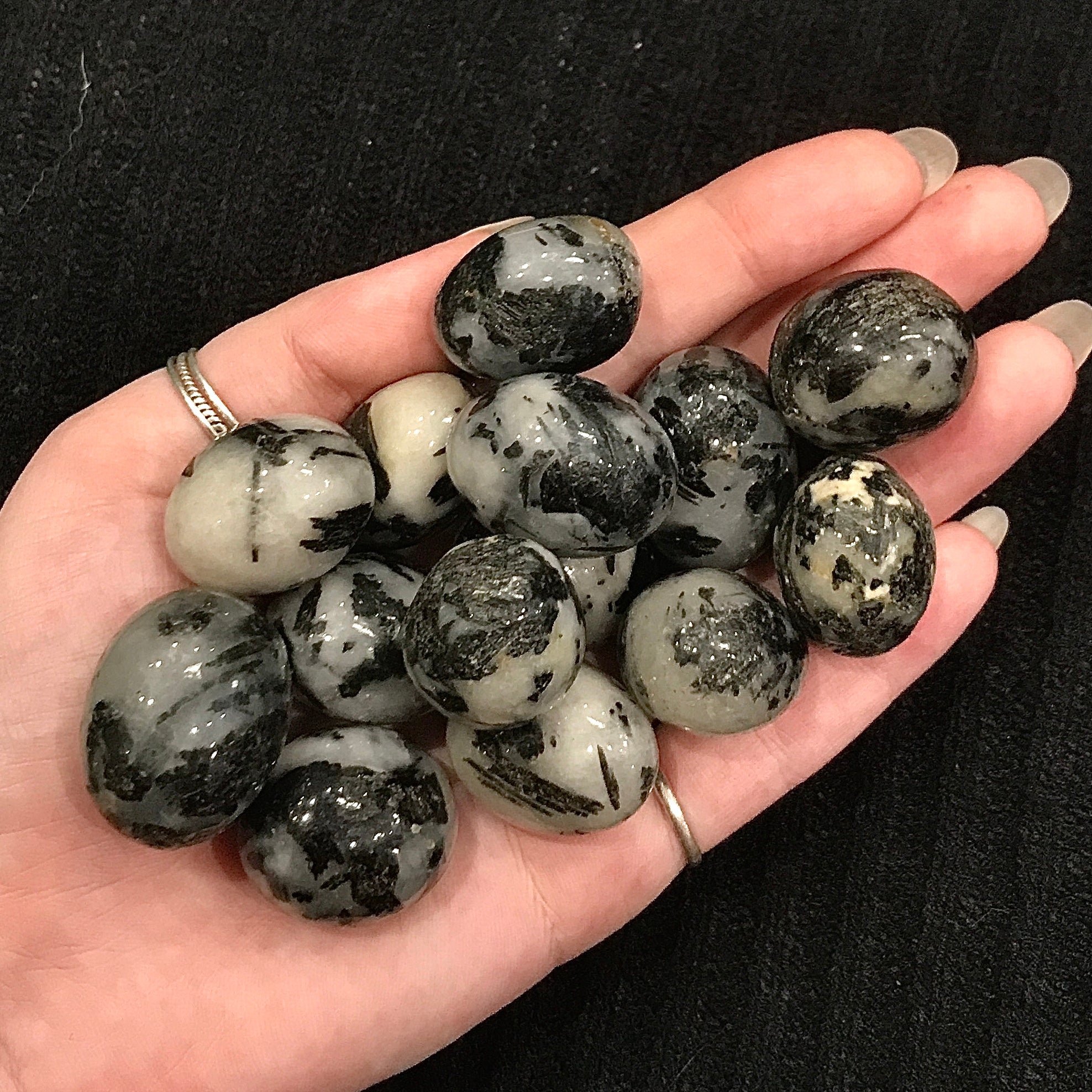 Black Tourmalated Quartz Pocket Stone