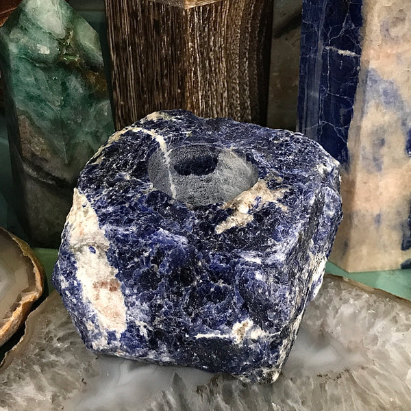 Natural Stone 6 Inch Sodalite Candle Votive