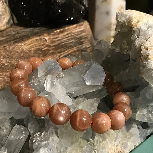 Natural Moonstone & Sunstone 10mm Stackable Bracelet