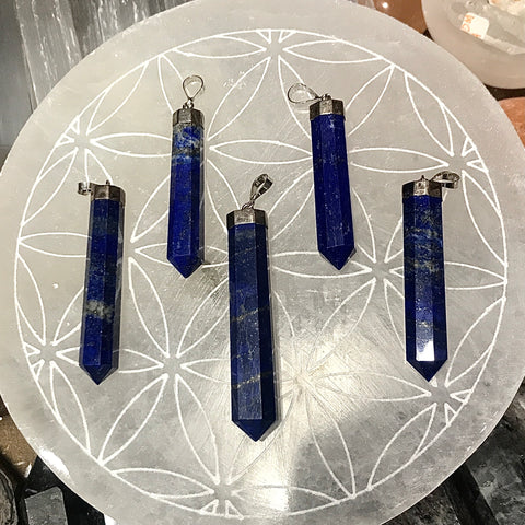 Lapis Lazuli Sterling Silver Terminated Pendant 2 to 2.5 Inch