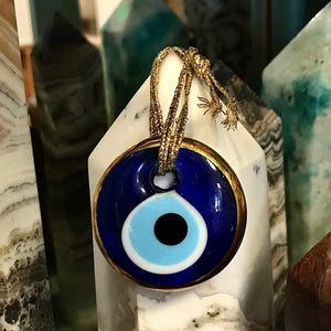Evil Eye Gold Rimmed Blue Wall Hanging from Turkey