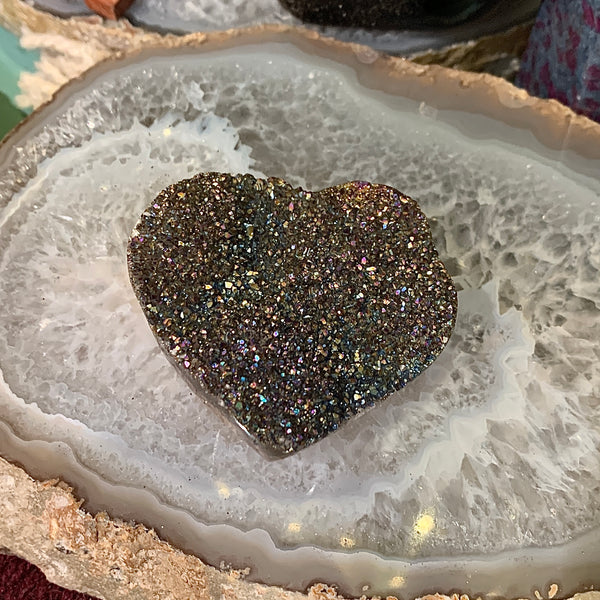 Titanium Aura Druzy Hearts