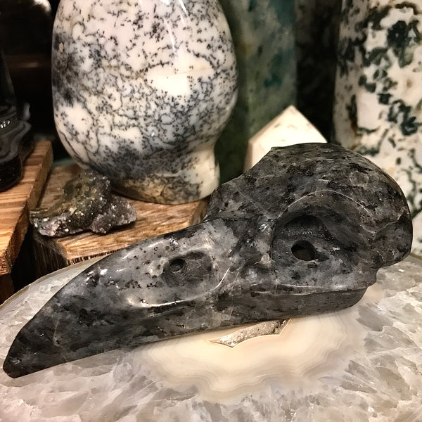 Larvikite Raven Skull