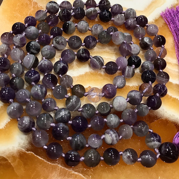 Amethyst Mala Prayer 108 Bead Necklace