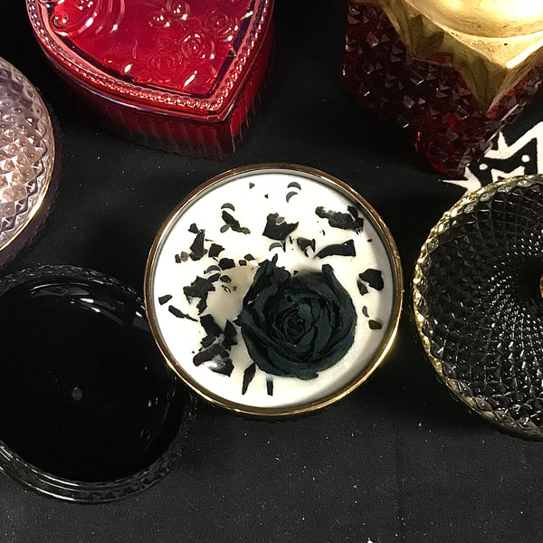 Black Violet and Saffron Victorian Black Glass Candle 6 oz