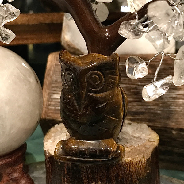 Tiger Eye Carved Owl