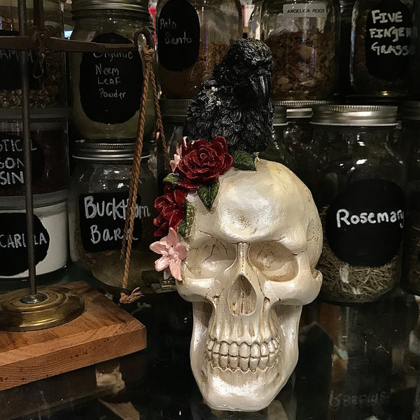 Crow Topped Pearl Finish Skull