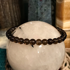 Smoky Quartz Beaded Stackable Bracelet | 8mm Round