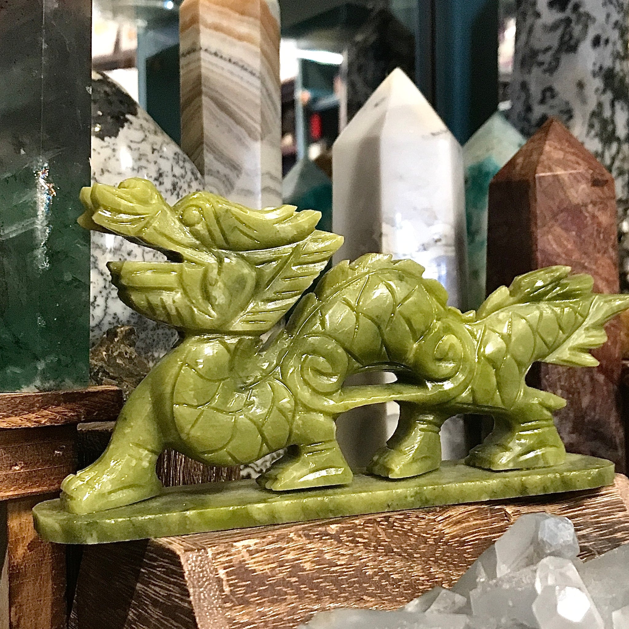 Dragon Carving in Lemon Jade or Green Jade
