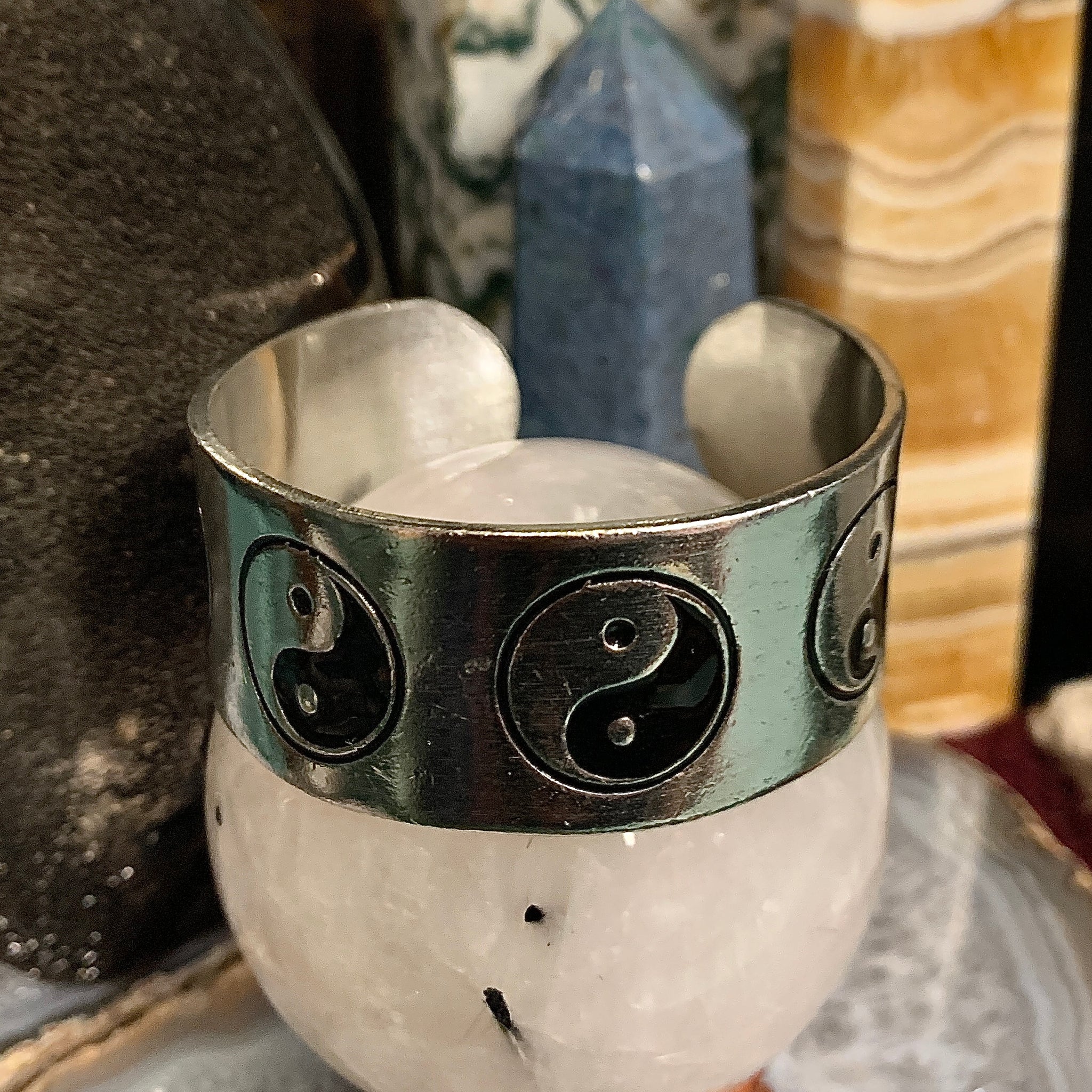 Yin Yang Pewter Cuff Bracelet