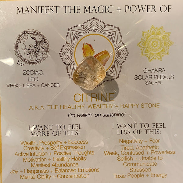 Manifestation Magic Stone Card- Citrine
