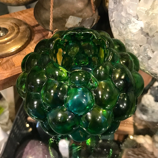 Green Candle Votive in Vintage Lead Crystal - ‘Toil and Trouble’