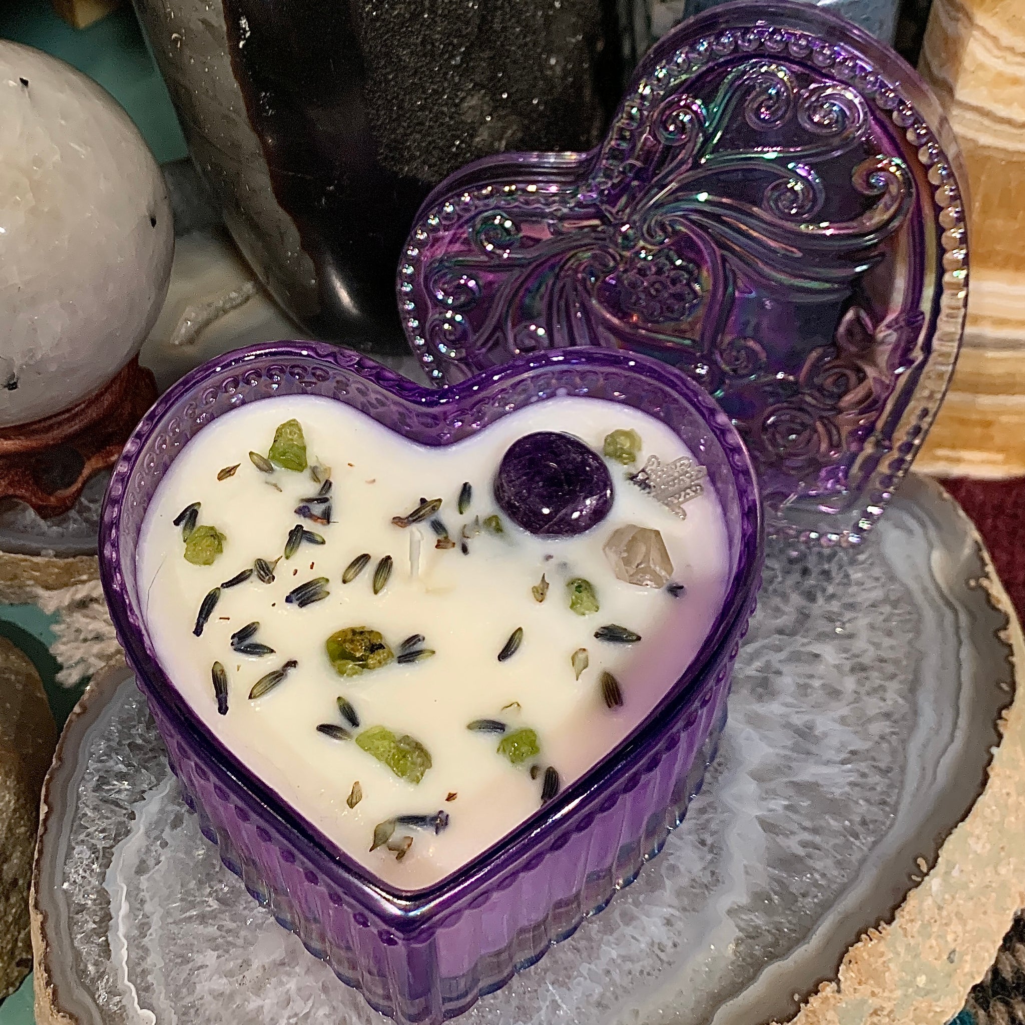 Heal Your Heart Lilac Heart Soy Candle by Zen Den