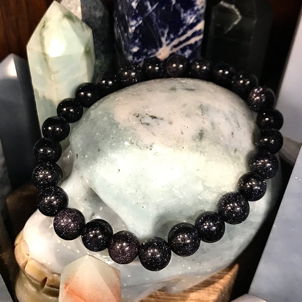 Blue Goldstone 6mm & 8mm Stackable Bracelet