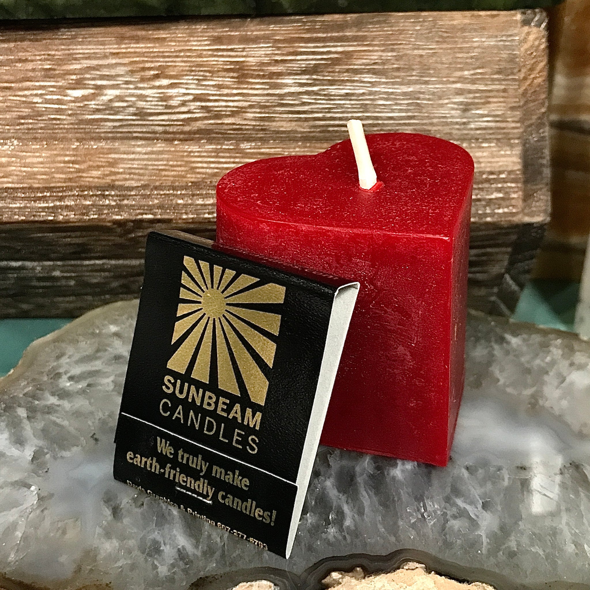 Beeswax Red Heart Candle 2 x 2 Inch