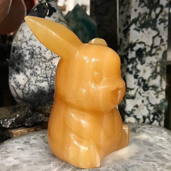 Large Pikachu Carving in Orange Calcite