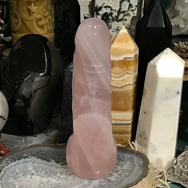 Rose Quartz Phallus Carving 7 inch