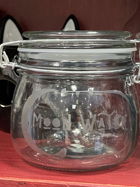 Moon Water Glass Etched Jar