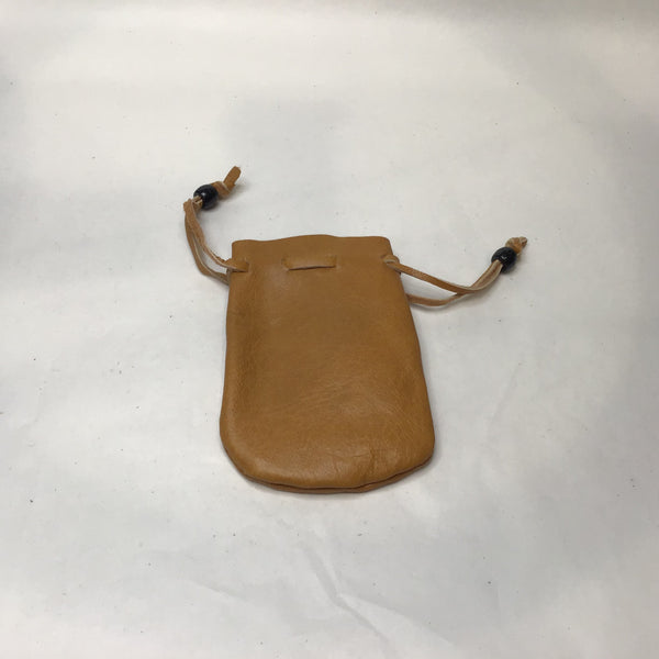 Leather Mojo Pouch with Drawstring Closure