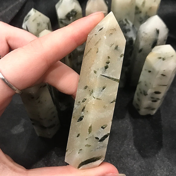 Green Tourmalated Quartz Tower