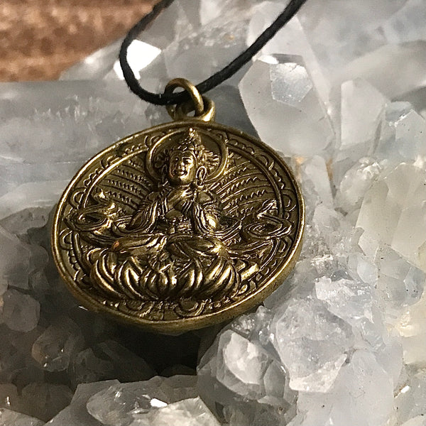 Quan Yin Brass Pendant Necklace