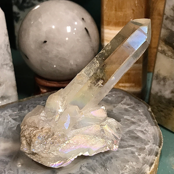 Aura Quartz Natural Point Cluster 3 Inch