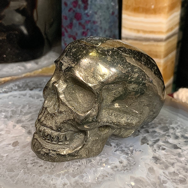 Pyrite Skull Carving