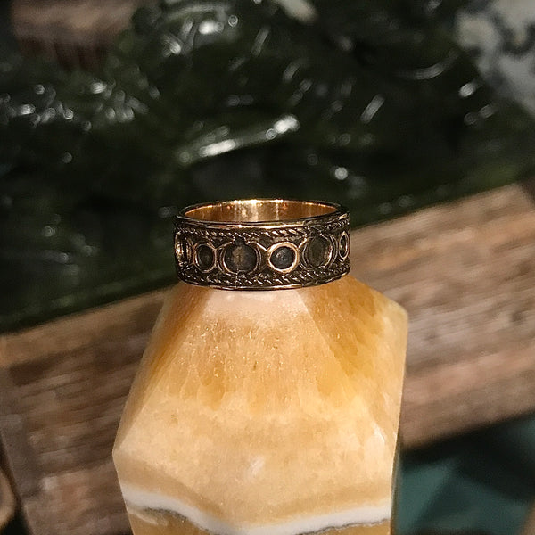 Moon Phase Bronze Band Ring