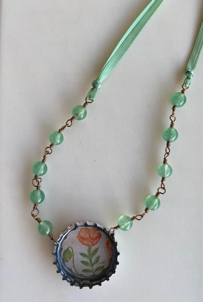 Bottle Cap Tie-Back Necklace by Upcycled Hippy Chic