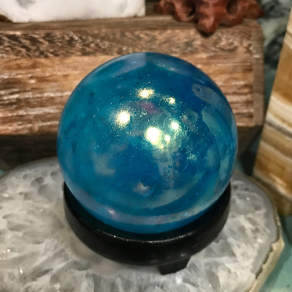 Aqua Aura Quartz Sphere