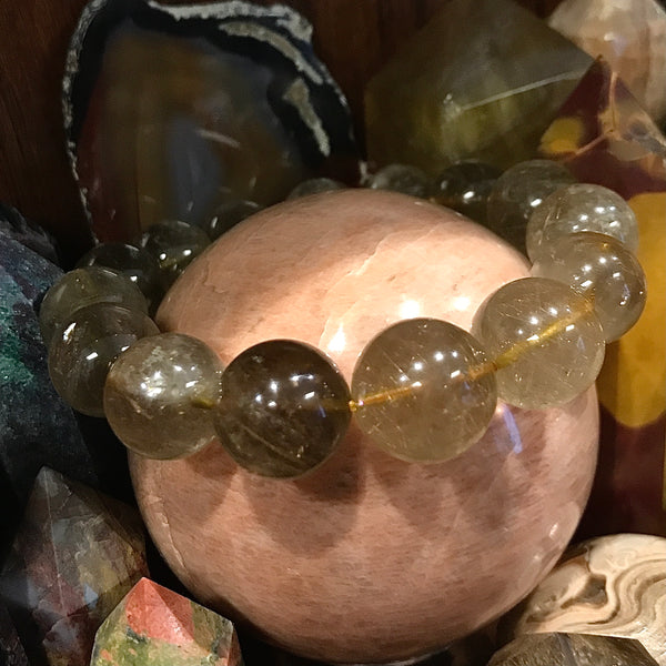 Golden Rutile Quartz 14mm Stackable Bracelet