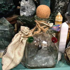 Scrying Repurposed Glass Bottle with Rune Set Zen Den Exclusive