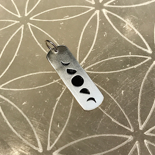 Moon Phase Sterling Silver Tag Pendant
