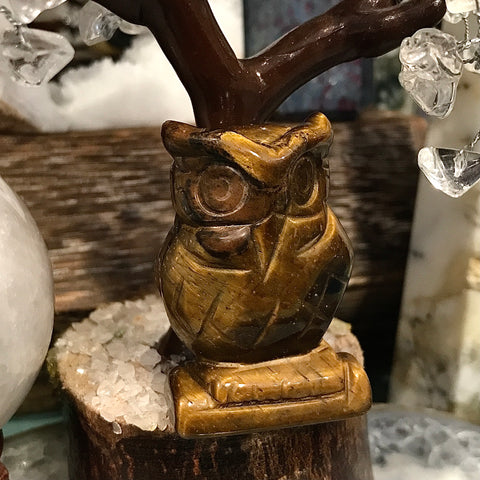 Tiger Eye Carved Owl