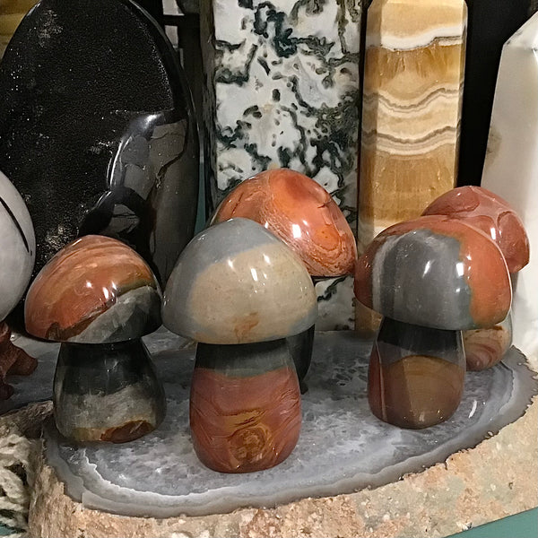 Polychrome Jasper 2 Inch Mushroom Carving