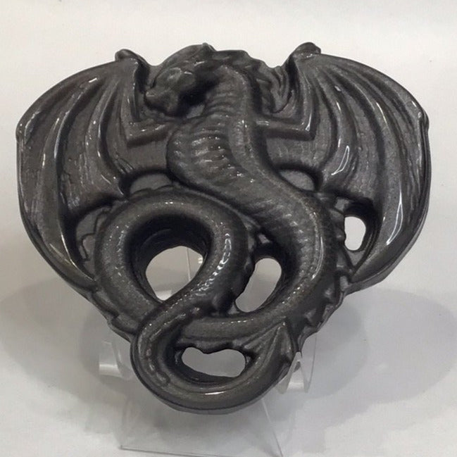 Golden Sheen Obsidian Flying Dragon Carving