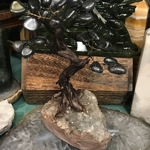 Hematite and Amethyst Base Money Tree 24 Leaf