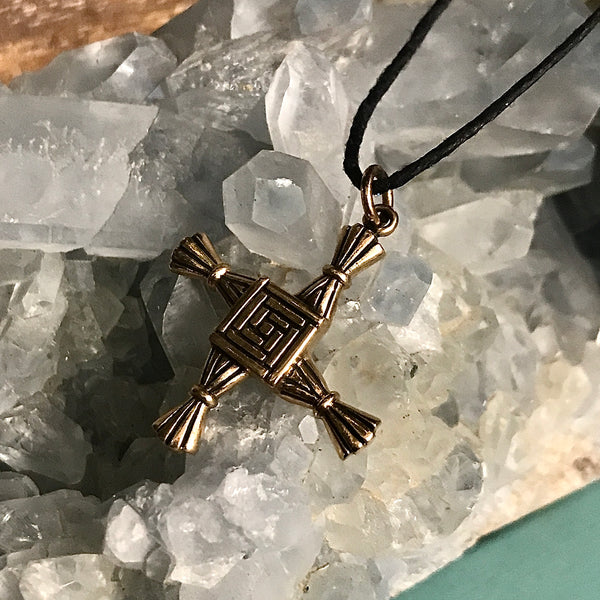 Brigid's Cross Bronze Pendant Necklace