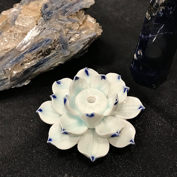 Ceramic Lotus Incense Burner 2x2 inches