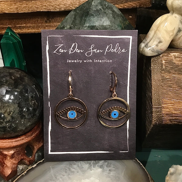 Evil Eye Gold Hoop Earrings