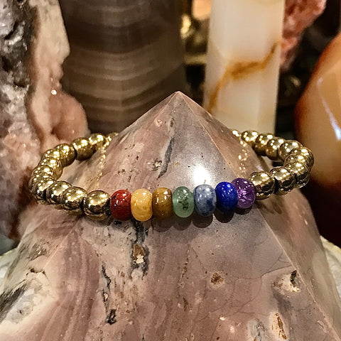 Golden Pyrite 7mm Chakra Stackable Bracelet