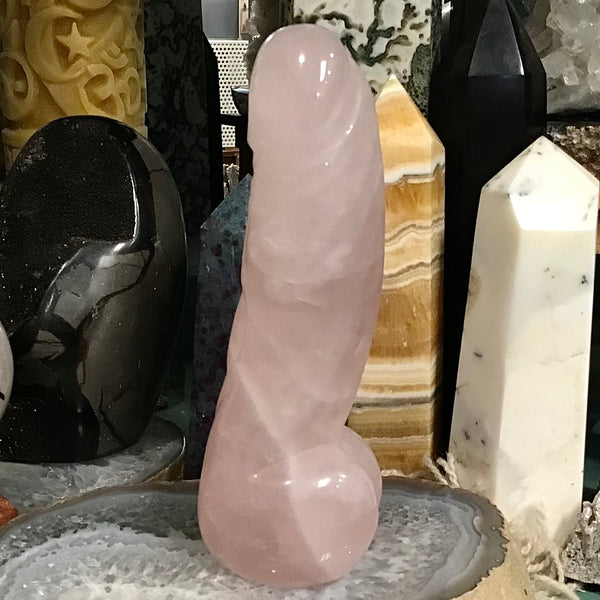 Rose Quartz Phallus Carving 7 inch