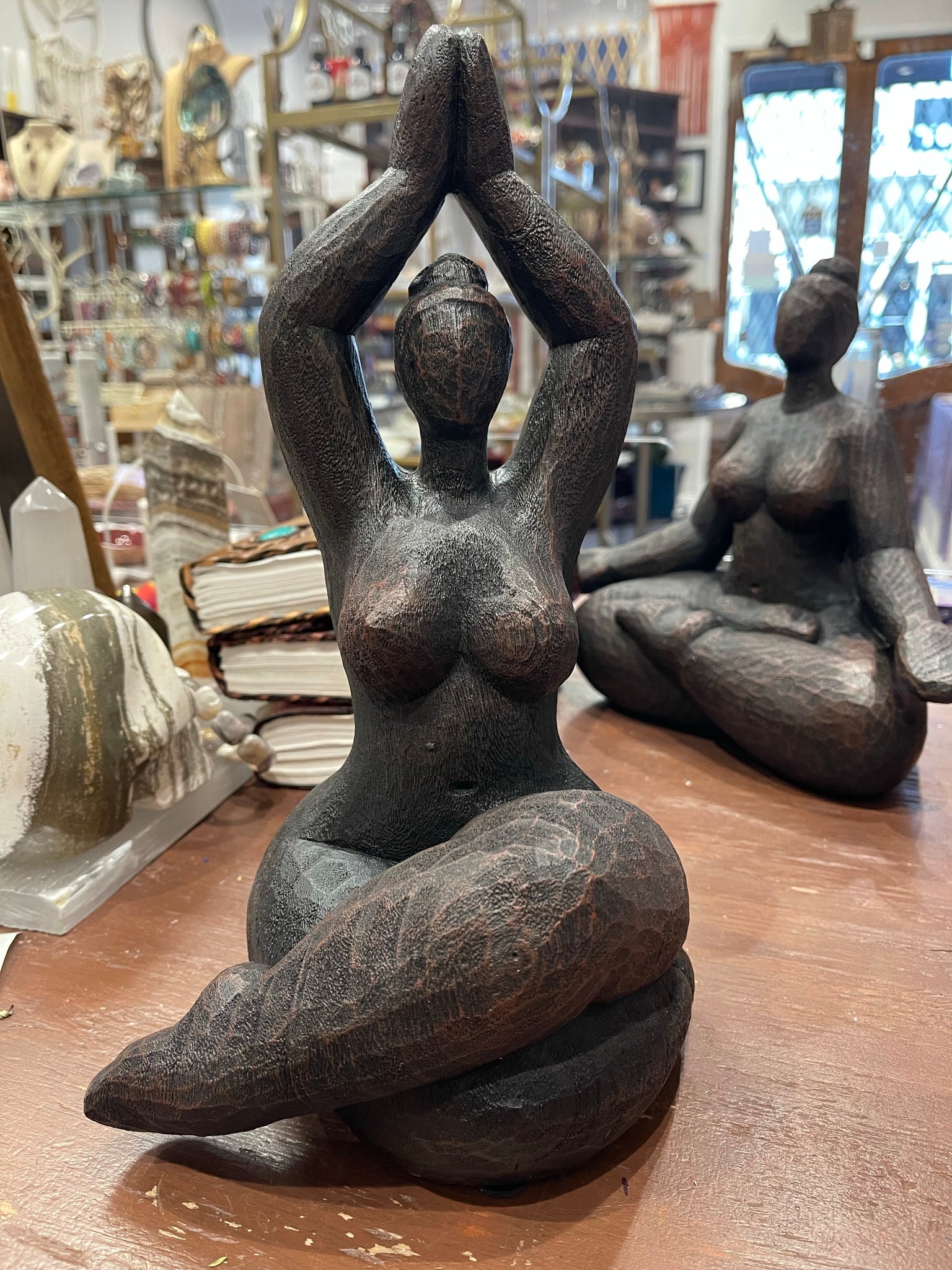 Natural Finish Posed Yoga Woman Statue