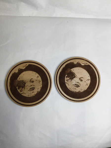 Man IN The Moon Cork Back Coasters (set of 2)