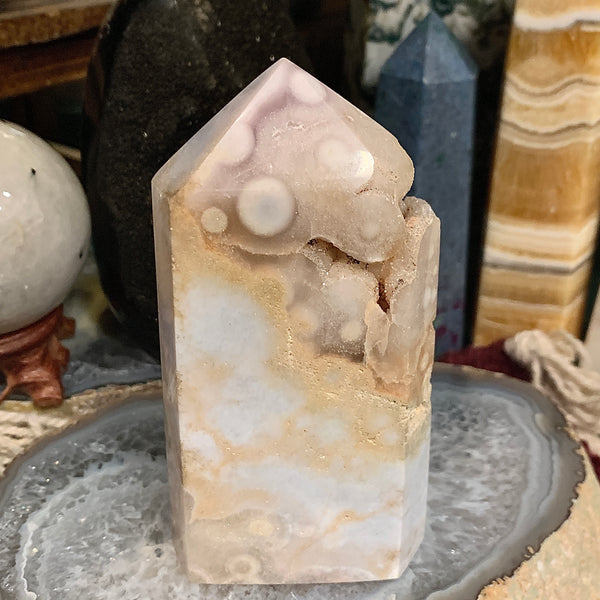 Pink Amethyst with Druzy Wide Side Generator Tower from Madagascar